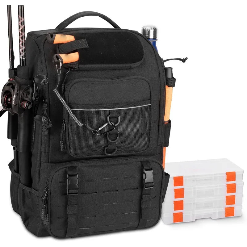 40L Fishing Gear Backpack with Rod Holders Fishing Lure Organizer Storage Bag Outdoor Hunting Backpack