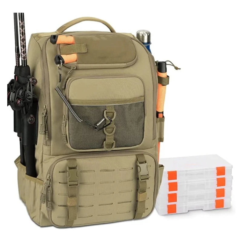 40L Fishing Gear Backpack with Rod Holders Fishing Lure Organizer Storage Bag Outdoor Hunting Backpack