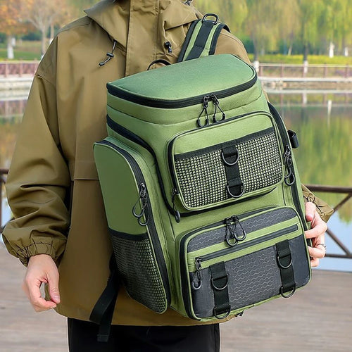 50L Fishing Bag with Rod Holders Chest Bag Fish Tackle Lure Organizer Storage Backpack Outdoor Camping Hiking Large Bagpack